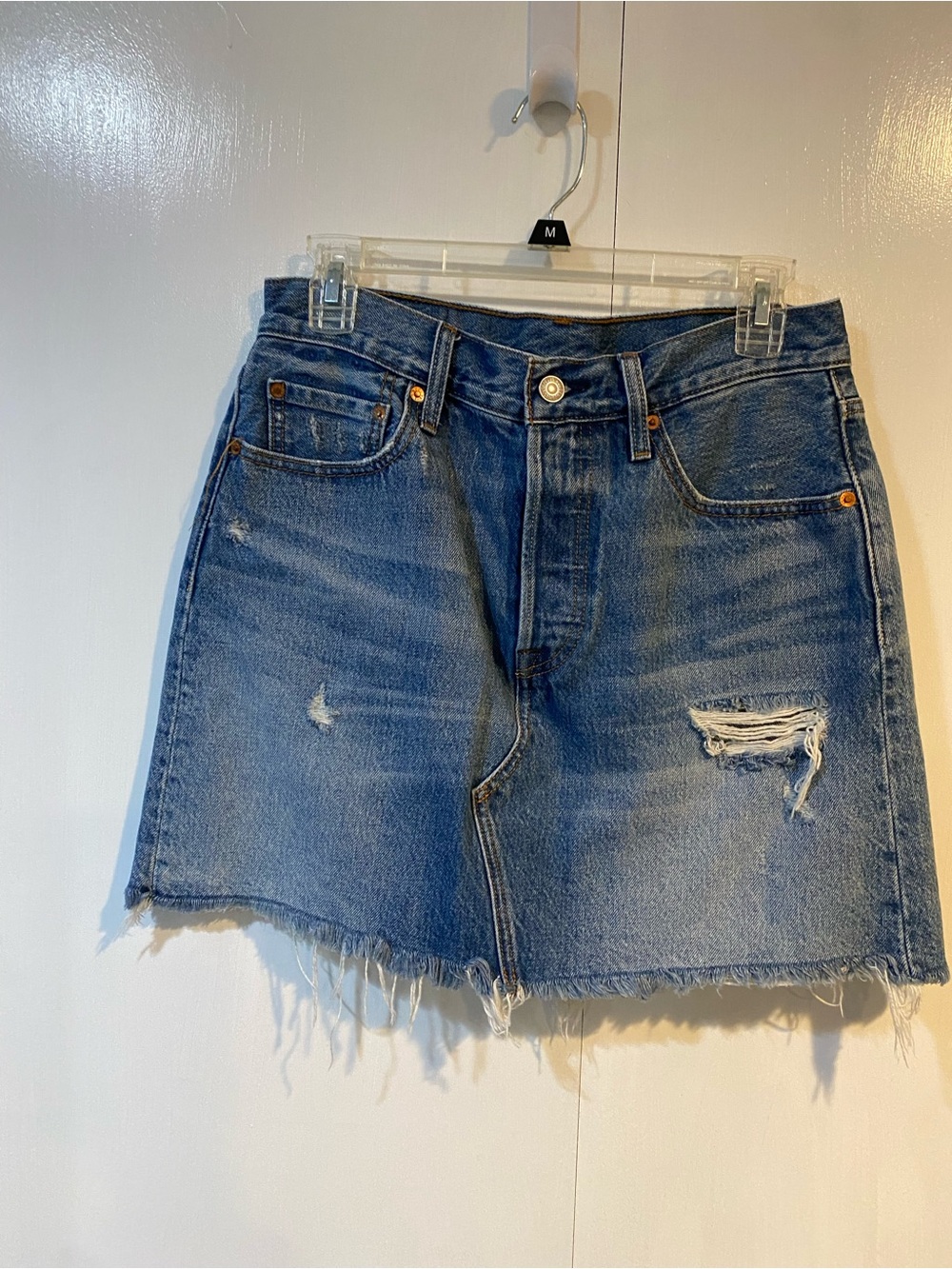 Levi's Blue Distressed Denim Mini Skirt